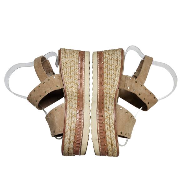 Vince Camuto Womens Marsa Platform Wedge Sandals Size 7.5 Tortilla Suede Studded - Picture 4 of 12
